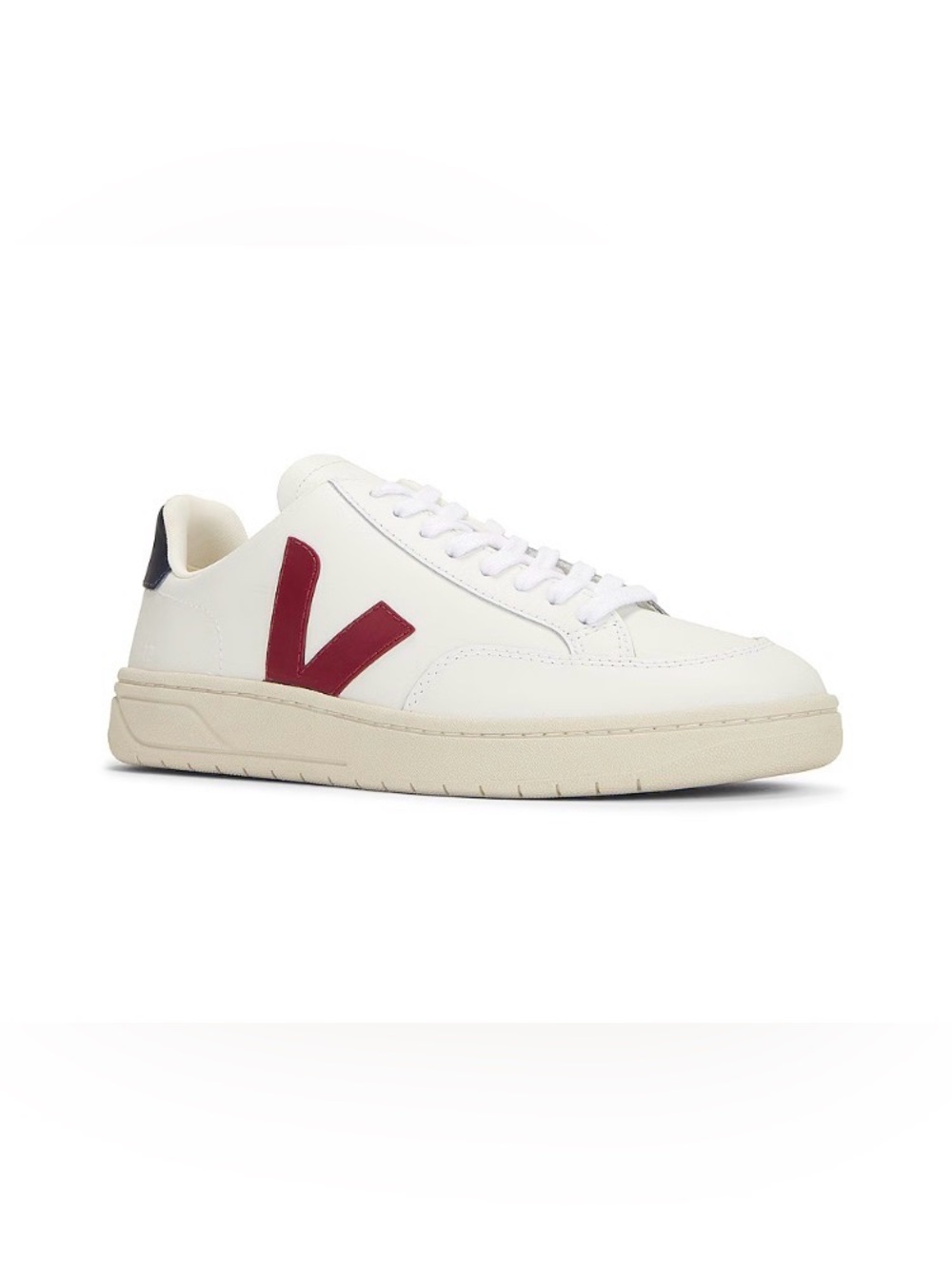 VEJA V-12 LEATHER SNEAKER EXTRA WHITE MARSALA NAUTICO V LOGO LACE UP SZ 7 EU 38 - Picture 1 of 16